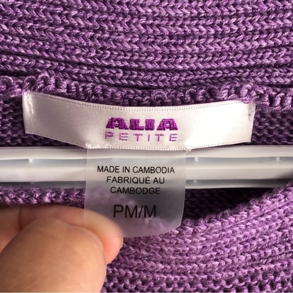 ALIA Petites Size Med Purple Boatneck Knit Sweater - Picture 4 of 5